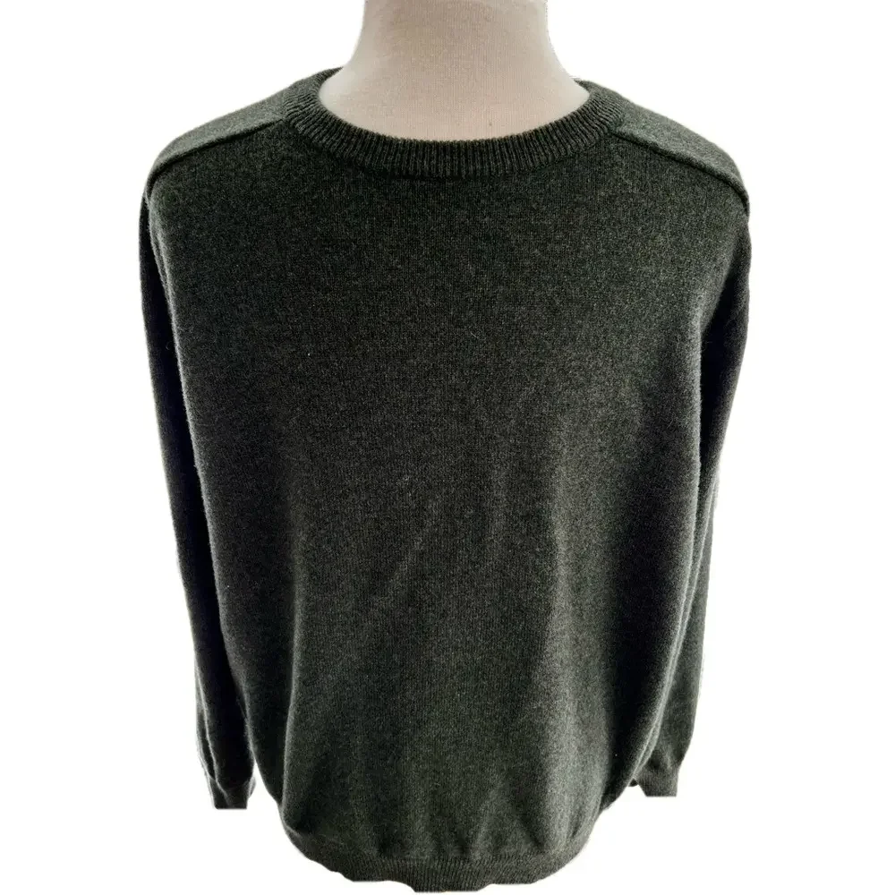 L.L. Bean Lambswool Hunter Green Size XL Sweater Crew Neck Machine Washable